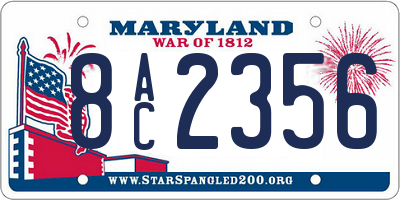 MD license plate 8AC2356