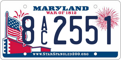 MD license plate 8AC2551