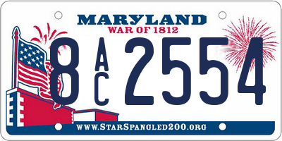 MD license plate 8AC2554
