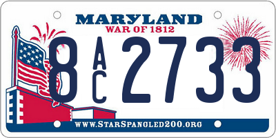 MD license plate 8AC2733