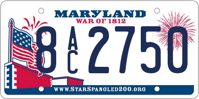 MD license plate 8AC2750