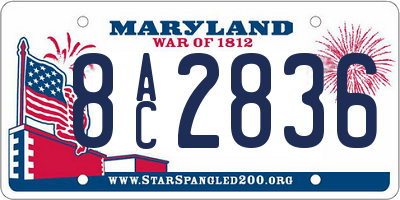 MD license plate 8AC2836