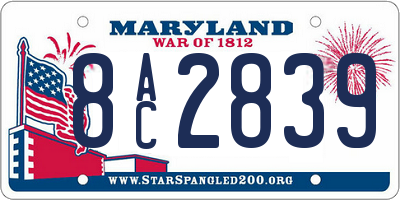 MD license plate 8AC2839