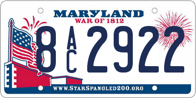 MD license plate 8AC2922