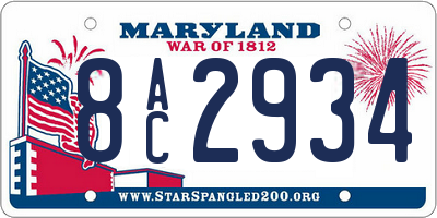 MD license plate 8AC2934