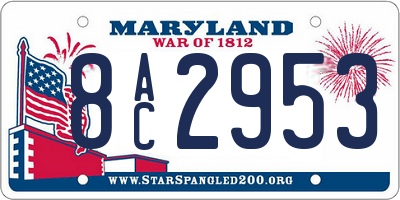 MD license plate 8AC2953