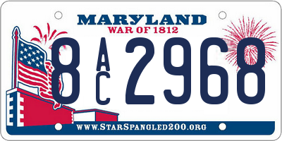 MD license plate 8AC2968