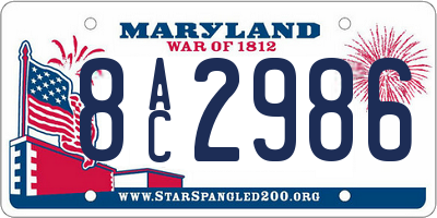 MD license plate 8AC2986