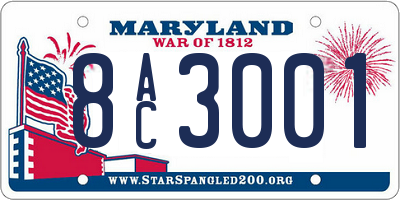 MD license plate 8AC3001