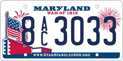 MD license plate 8AC3033