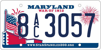 MD license plate 8AC3057