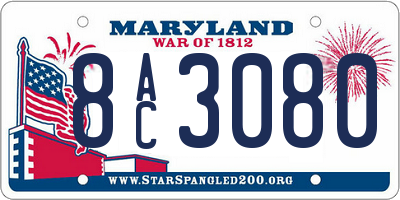 MD license plate 8AC3080