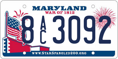 MD license plate 8AC3092