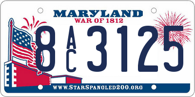 MD license plate 8AC3125