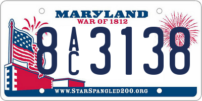 MD license plate 8AC3138