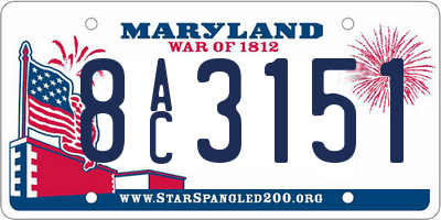 MD license plate 8AC3151