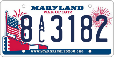 MD license plate 8AC3182