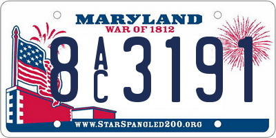MD license plate 8AC3191