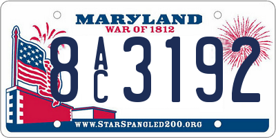 MD license plate 8AC3192