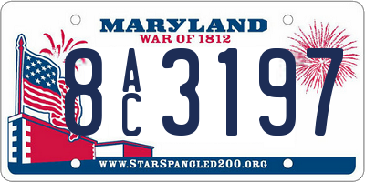 MD license plate 8AC3197