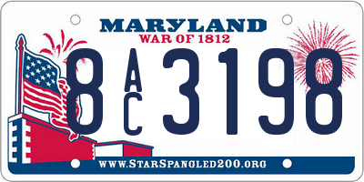 MD license plate 8AC3198