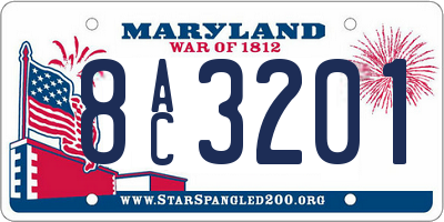 MD license plate 8AC3201
