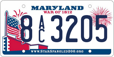 MD license plate 8AC3205