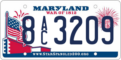 MD license plate 8AC3209