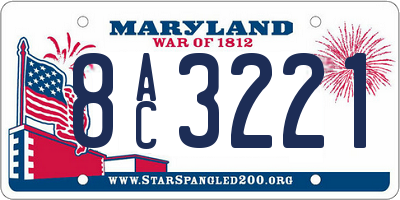 MD license plate 8AC3221