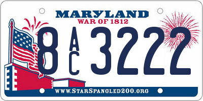 MD license plate 8AC3222