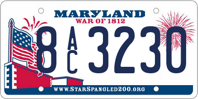 MD license plate 8AC3230