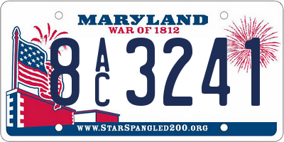 MD license plate 8AC3241