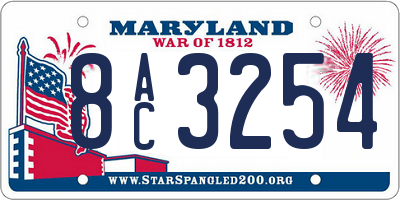 MD license plate 8AC3254