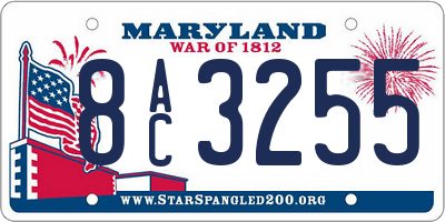 MD license plate 8AC3255