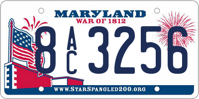 MD license plate 8AC3256