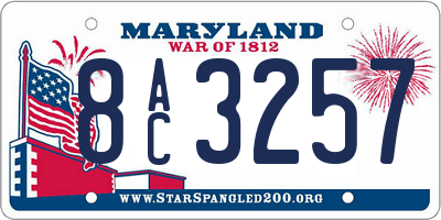MD license plate 8AC3257