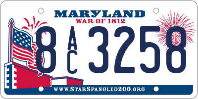 MD license plate 8AC3258
