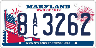 MD license plate 8AC3262
