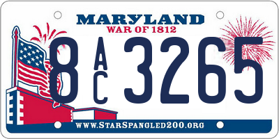 MD license plate 8AC3265