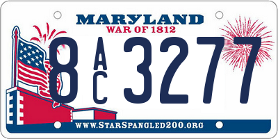 MD license plate 8AC3277
