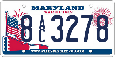 MD license plate 8AC3278