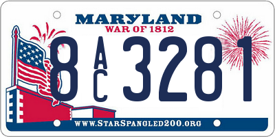 MD license plate 8AC3281
