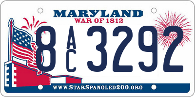 MD license plate 8AC3292