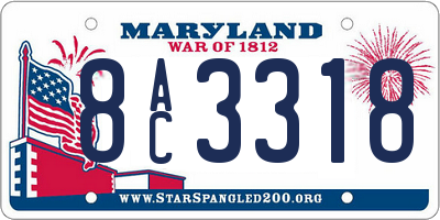 MD license plate 8AC3318