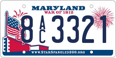 MD license plate 8AC3321