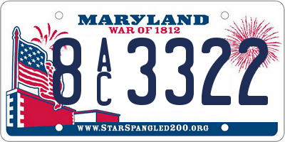 MD license plate 8AC3322