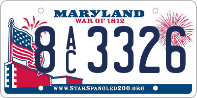MD license plate 8AC3326
