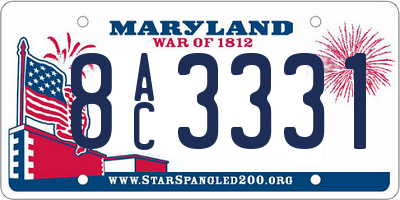 MD license plate 8AC3331