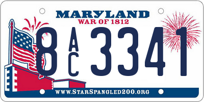 MD license plate 8AC3341