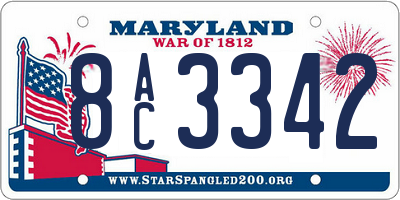 MD license plate 8AC3342